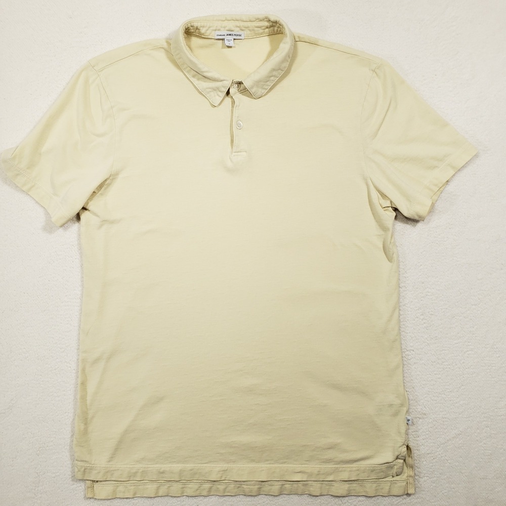 Standard James Perse Polo Shirt Mens‎ 2 Medium Pale Yellow Supima Cotton USA